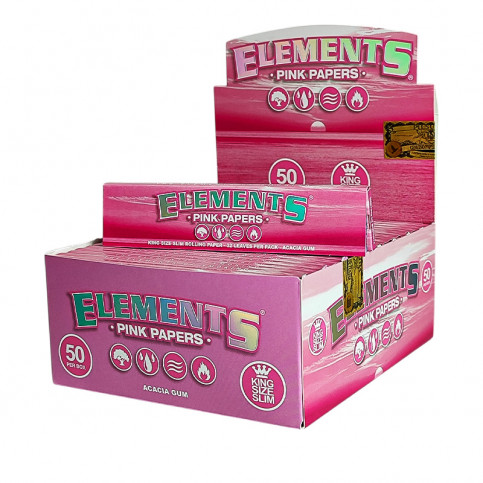 Papieriky Elements King Size Slim - Rúžové - s balením